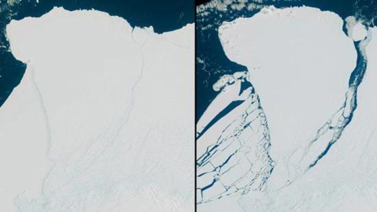 انفصال جبل جليدى ضخم عن جليد القارة القطبية الجنوبية