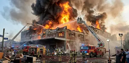 حريق مصنع أثاث في بورصة