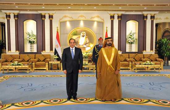 الرئيس المصري يستقبل الشيخ محمد بن راشد في قصر الاتحادية