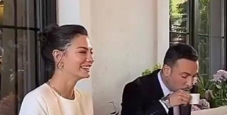 الممثلة التركية ديميت أوزديمير بثلاث لوكات يوم خطوبتها