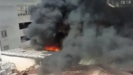 حالة من الذعر في شانلي أورفا عقب سماع دوي انفجار وتصاعد دخان حريق على سطح أحد البنوك