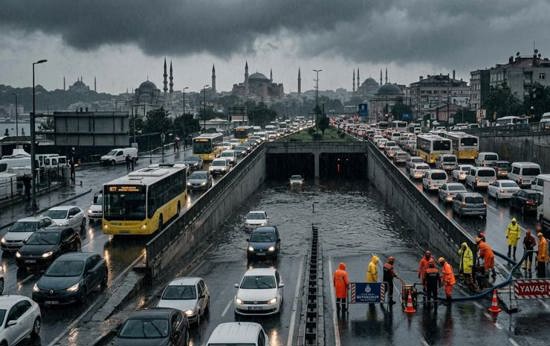 أمطار غزيرة تغرق إسطنبول.. والمرور يتوقف