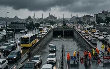أمطار غزيرة تغرق إسطنبول.. والمرور يتوقف