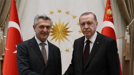 أردوغان يستقبل المفوض السامي للأمم المتحدة لشؤون اللاجئين
