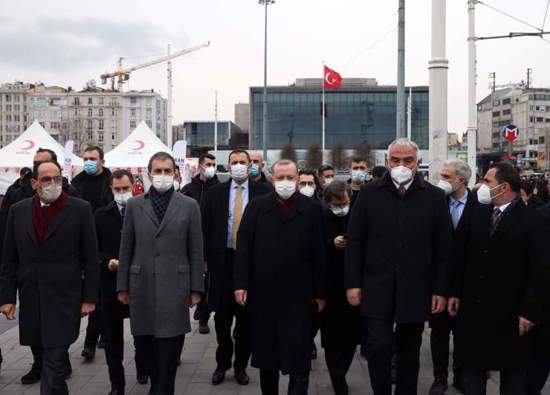 الرئيس أردوغان يتفقد سير أعمال بناء مركز أتاتورك الثقافي ومسجد تقسيم