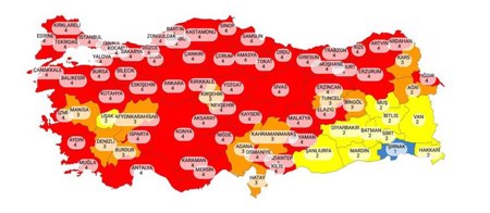 كورونا.. خريطة تصنيف جديدة للمدن التركية حسب درجة الخطورة