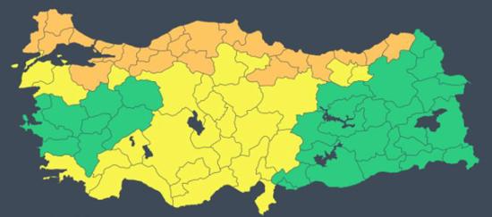 الأرصاد التركية تطلق الإنذار الأصفر والبرتقالي لـ50 محافظة