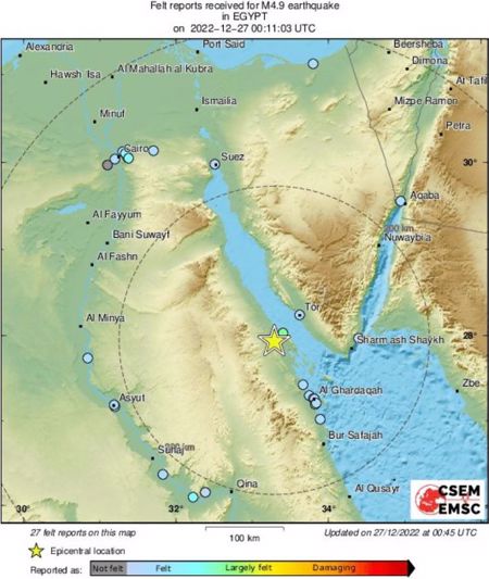 زلزال بقوة 5 درجات يضرب مصر 