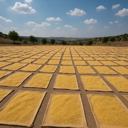 لوحات برغل تتبارى في جمالها تحت الشمس جنوب تركيا