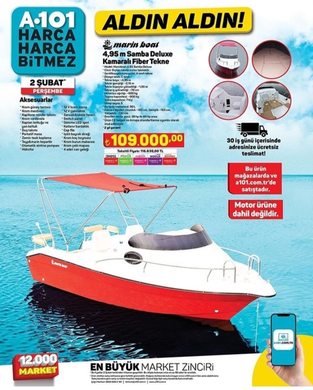 سلسلة متاجر A101 التركية تثير الجدل بعد عرضها قارباً بحرياً للبيع