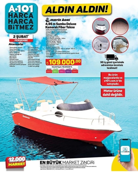 سلسلة متاجر A101 التركية تثير الجدل بعد عرضها قارباً بحرياً للبيع