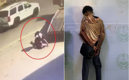 مشهد مروع لمواطن سعودي يقتل سوري في شارع عام بالرياض