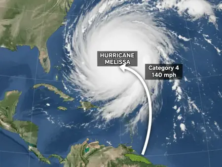 كارثة محتملة: إعصار مليسا يضرب جنوب غرب جامايكا بريا وبحريًا كارثة محتملة: إعصار مليسا يضرب جنوب غرب جامايكا بريا وبحريًا