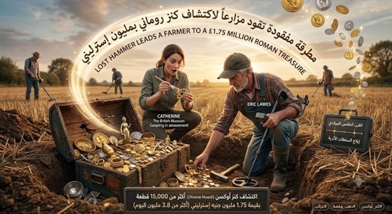 مطرقة مفقودة تقود لمزارع لاكتشاف كنز روماني بمليون إسترليني