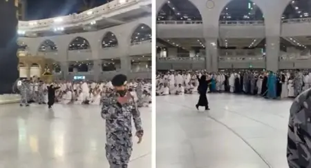 شاهد ردة فعل معتمرة بعد السماح لها بتقبيل الحجر الأسود