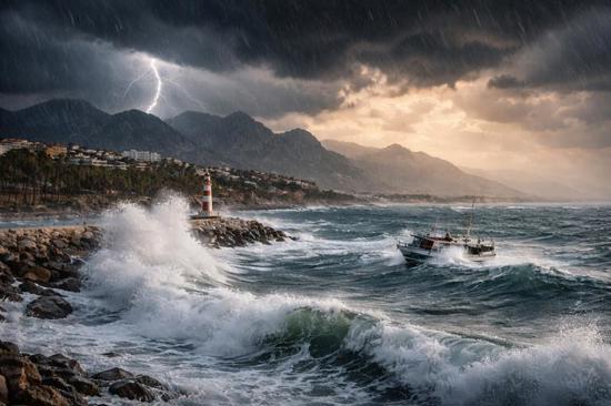 عاصفة تضرب غرب المتوسط في تركيا وتحذيرات من اضطراب الملاحة