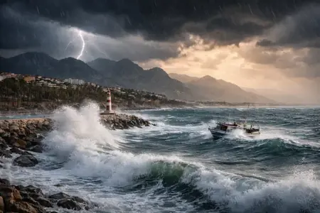 عاصفة تضرب غرب المتوسط في تركيا وتحذيرات من اضطراب الملاحة