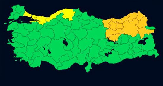 إنذار أصفر لسبع مدن تركية من بينها إسطنبول