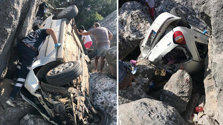 إنقاذ زوجين في أنطاليا من حادث كارثي