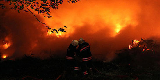 اخماد حريق هائل في حديقة طرابزون